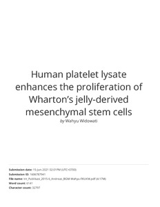 Human Platelet Lysate Enhances the Proliferation of Wharton’s Jelly ...