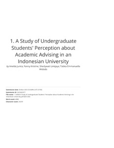 A Study of Undergraduate Students' Perception about Academic Advising ...